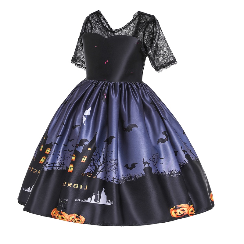 Đầm Hóa Trang Halloween Công Chúa Ma Cho Bé Gái 2-10 Tuổi