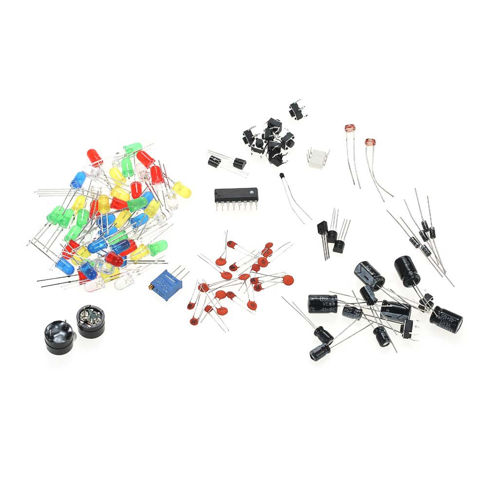 GLENES Compatile Basic Starter Kit Kit LED Buzzer Electronics Components Components Electronic Supplies Raspberry Pi Useful Arduino Resistor Capacitor