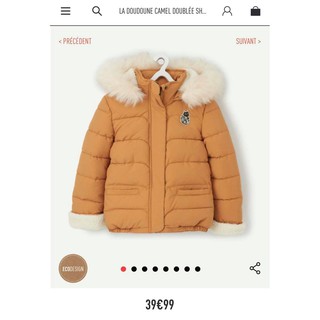 áo phao vàng cổ lông trắng