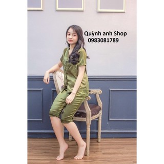Bộ Pijama Lụa Áo Cộc -quần Lửng ( ẢNH THẬT SHOP TỰ CHỤP)