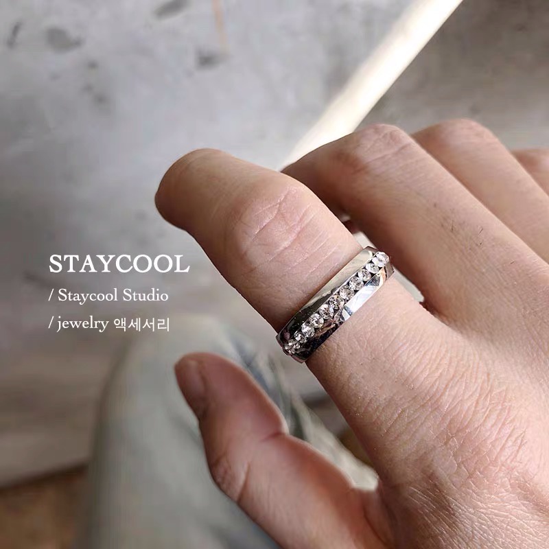 Nhẫn nam thời trang đính đá màu bạc đẹp cá tính phong cách Hàn Quốc nhẫn nam titan đính đá không gỉ cho nam và nữ N7.