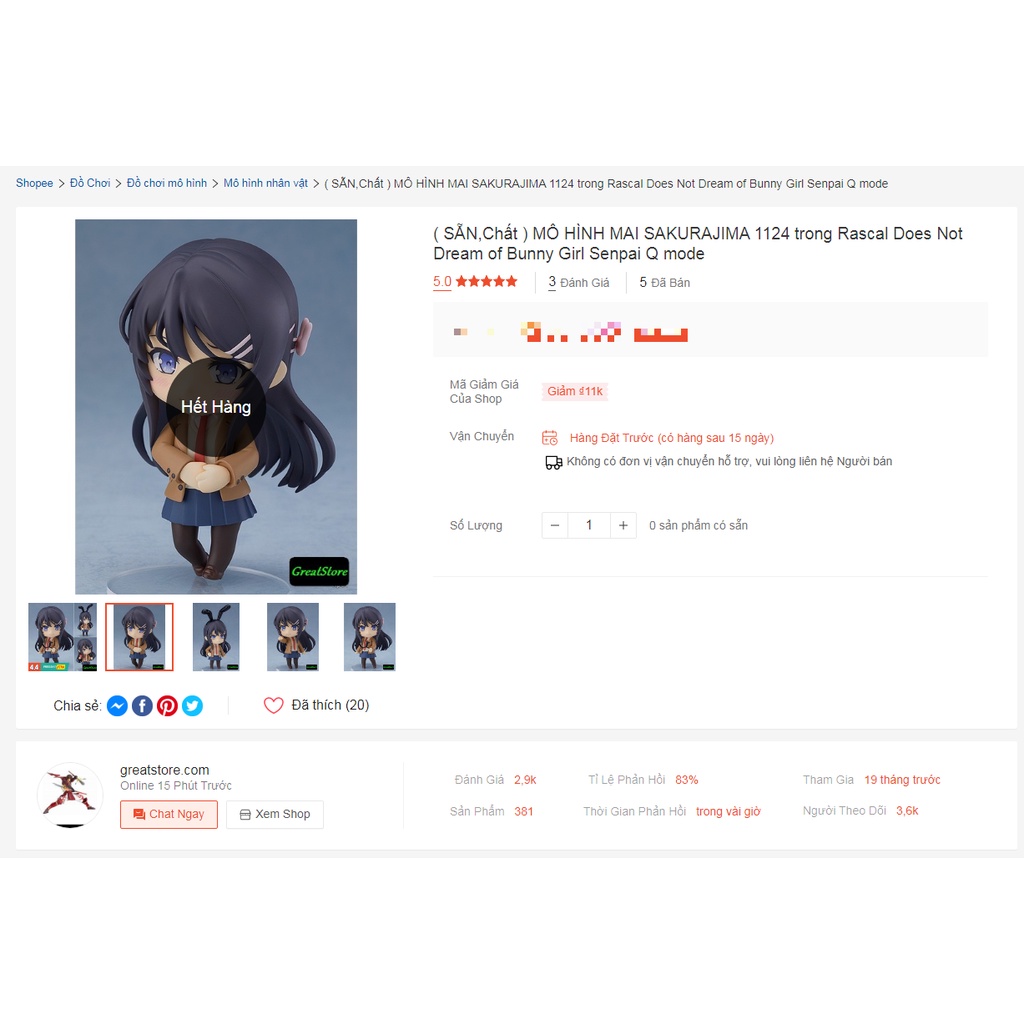 MÔ HÌNH MAI SAKURAJIMA 1124 trong Rascal Does Not Dream of Bunny Girl Senpai Q mode