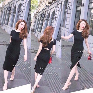 Đầm Body Hở Lưng Thun Gân