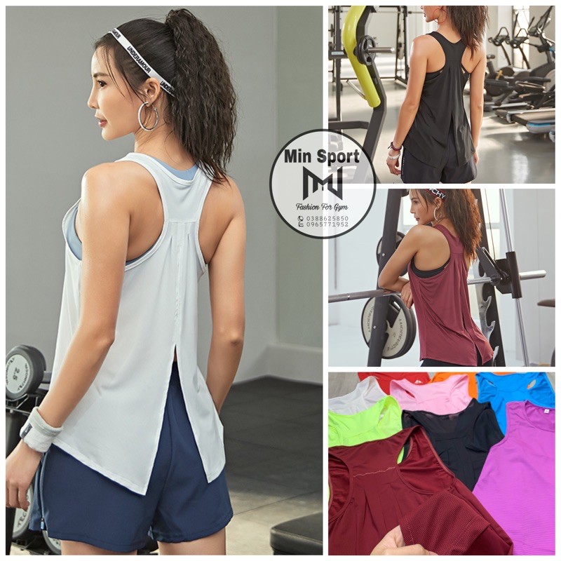 ÁO TANKTOP VẢI LƯỚI KIM XẺ TÀ - ÁO TẬP GYM, YOGA NỮ