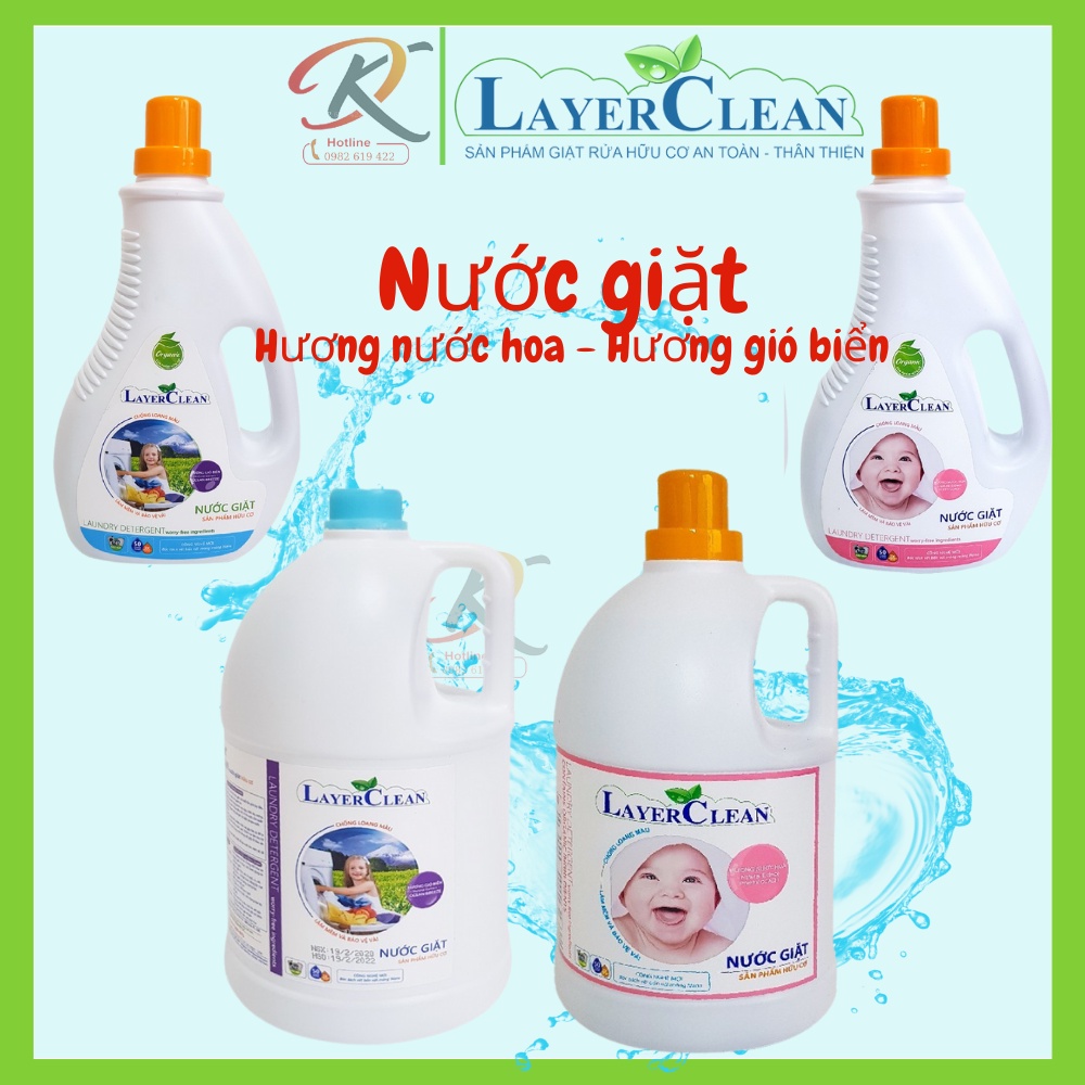 Nước giặt hữu cơ LayerClean loại 4 lít - Hương nước hoa - Dùng được với trẻ sơ sinh