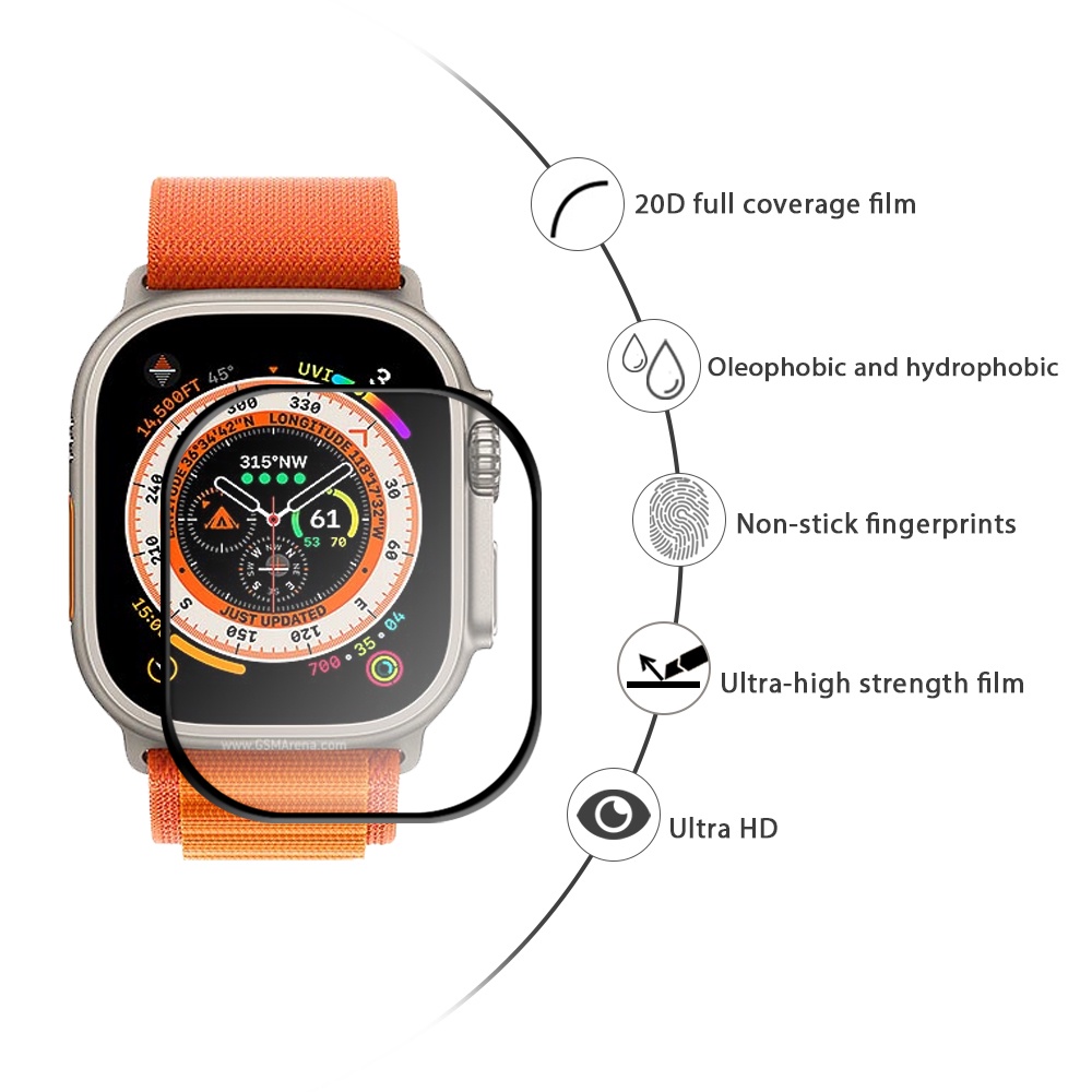 Set 3 Kính Cường Lực Cong Bảo Vệ Màn Hình Đồng Hồ Thông Minh Apple Watch Ultra SE 2022 Series8