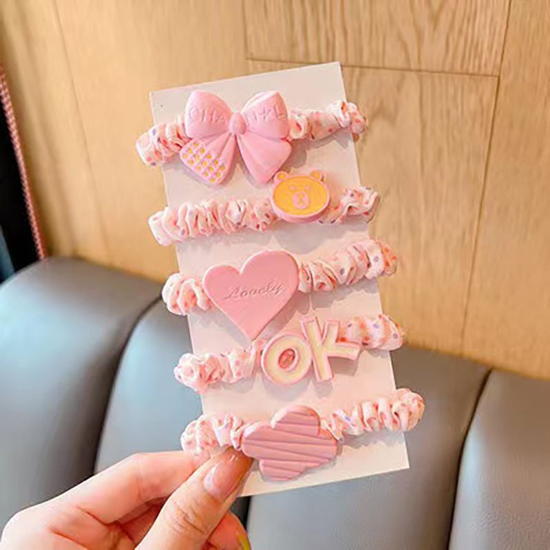 Dây Cột Tóc Nhúng Họa Tiết Hoạt Hình Phong Cách Hàn Quốc