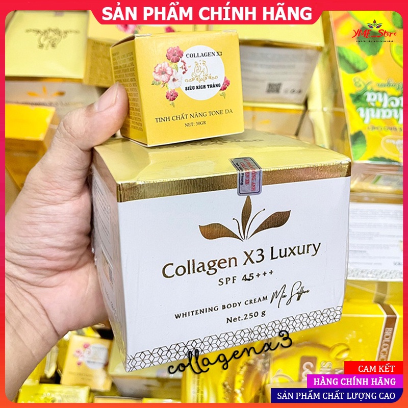 [CHỌN GÓI COMBO GIẢM 15%] - Mỹ phẩm đông anh, Kem dưỡng body Collagen X3 Luxury kích trắng da chính hãng