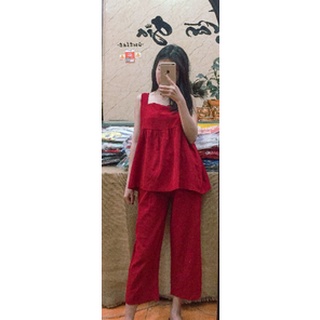 Set bộ mặc nhà đũi mềm 2 dây bản to