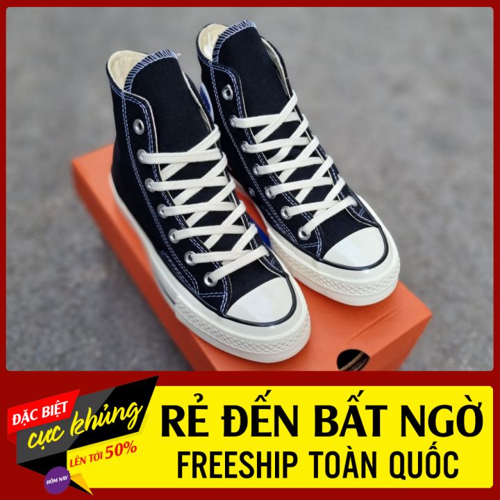 Giày đen trắng cao thấp cho nam nữ