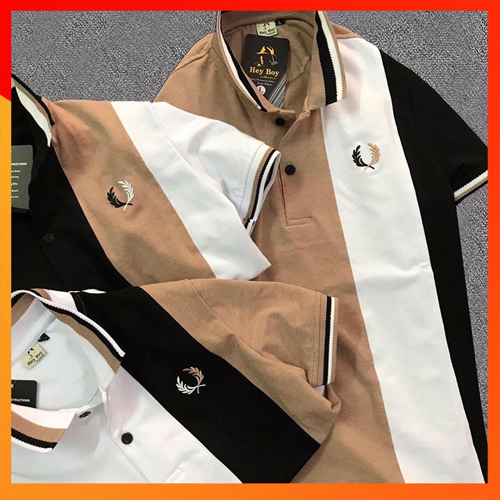 Áo Thun Nam Cổ Bẻ Tay Ngắn Phối 3 Màu Thêu Logo, Thun Cá Sấu 65/35 4 Chiều Cao Cấp | BigBuy360 - bigbuy360.vn