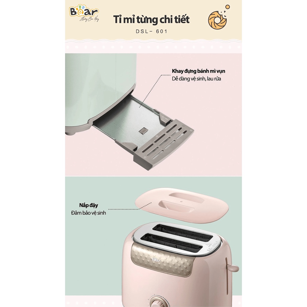 Máy Nướng Bánh Mì Bear DSL-601 - Hàng Chính Hãng