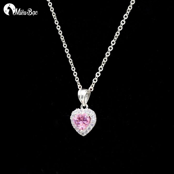 Dây chuyền nữ MIÊU BẠC Trái tim đính đá đỏ và hồng phong cách thời trang Ulzzang Unisex M400384 M400287