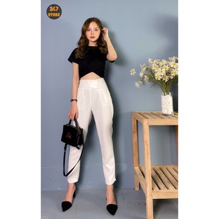 Quần tây dáng baggy công sở khóa sườn phối 2cúc vải tuyết mưa 247 STORE Q805