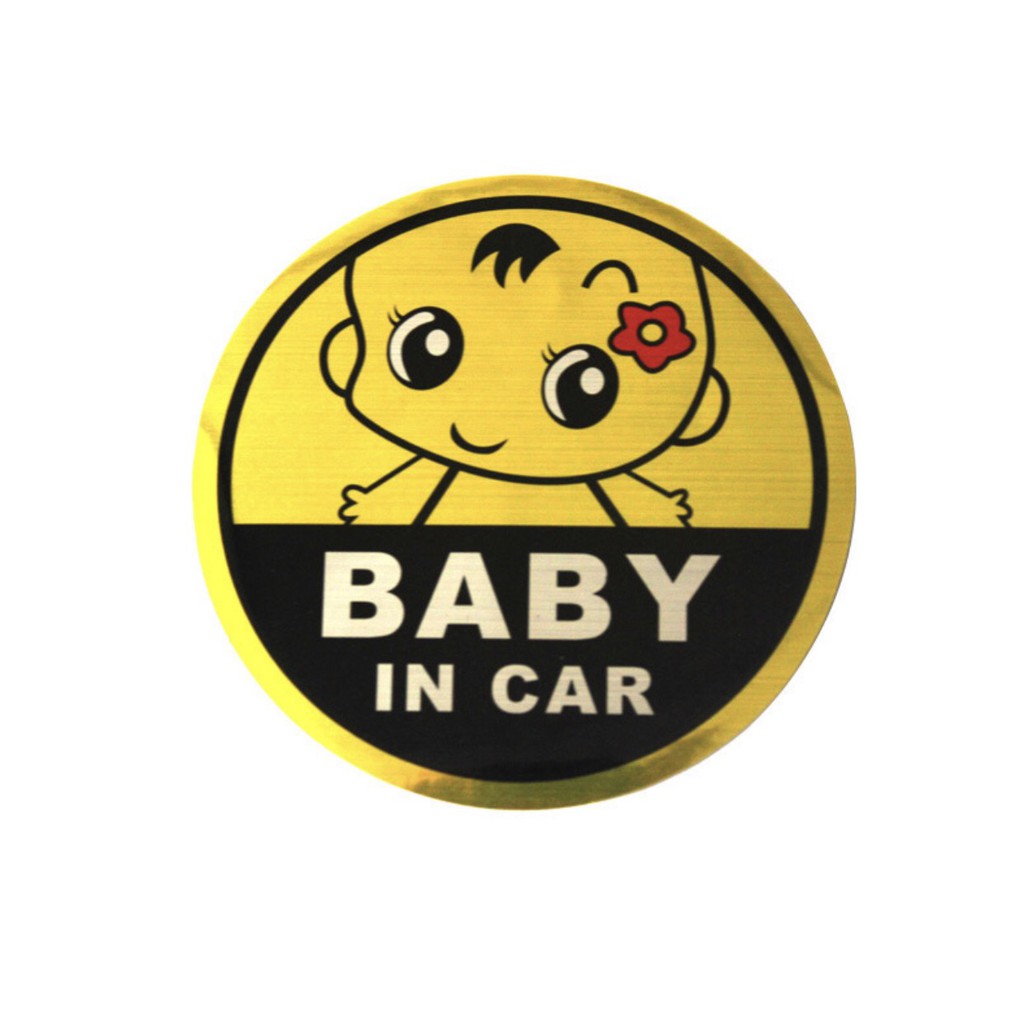 Tem/Miếng dán phản quang xe ô tô Baby In Car tiện ích (5 mẫu cực hót - size to 11x11cm)