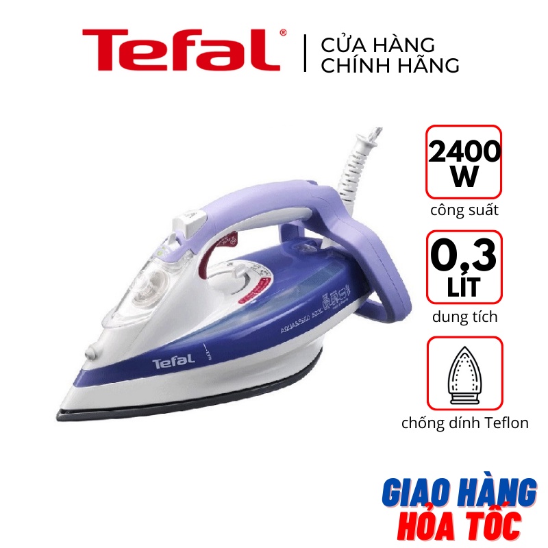 Bàn ủi hơi nước nằm chống cặn phun hơi thẳng Tefal FV5335E0 300ml 2400W - Hàng chính hãng