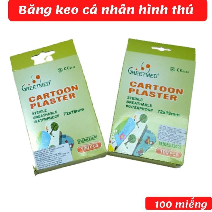 [Combo 100 miếng] - Băng keo cá nhân hình dễ thương Greetmed- Tomchuakids