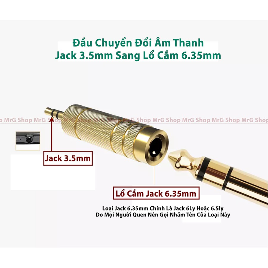 Đầu Chuyển Jack 3.5mm Ra Lổ 6.35mm (6ly 6.5ly) màu vàng giá 1 chiếc