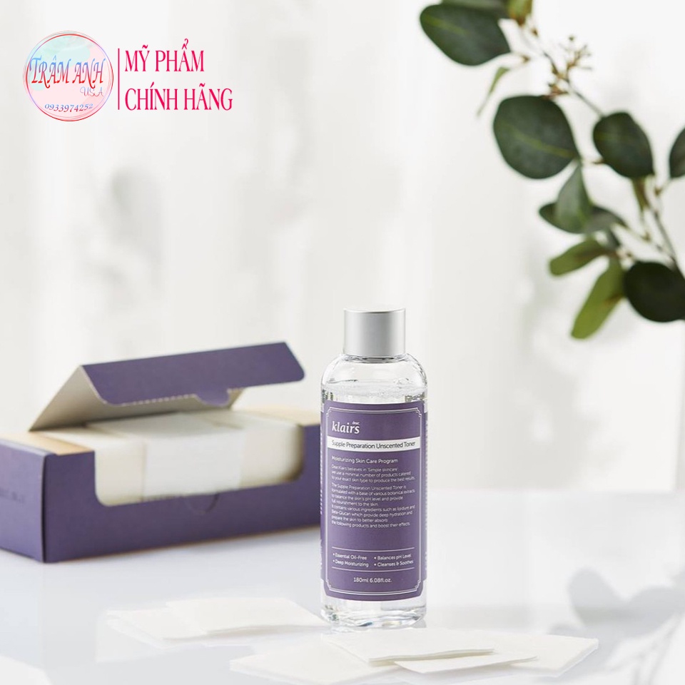Nước Hoa Hồng Không Mùi Dành Cho Da Nhạy Cảm Klairs Supple Preparation Unscented Toner 180ml