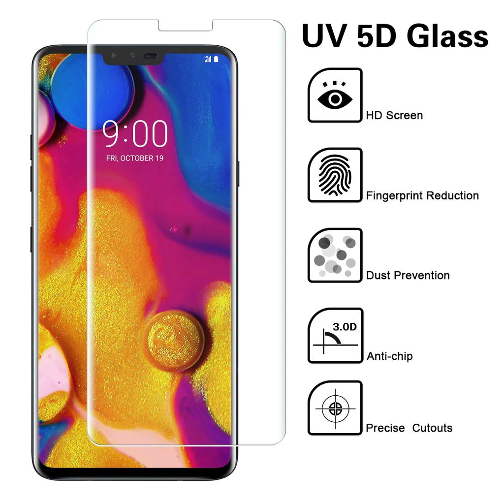 Miếng dán cường lực UV full màn keo nước cho LG V40