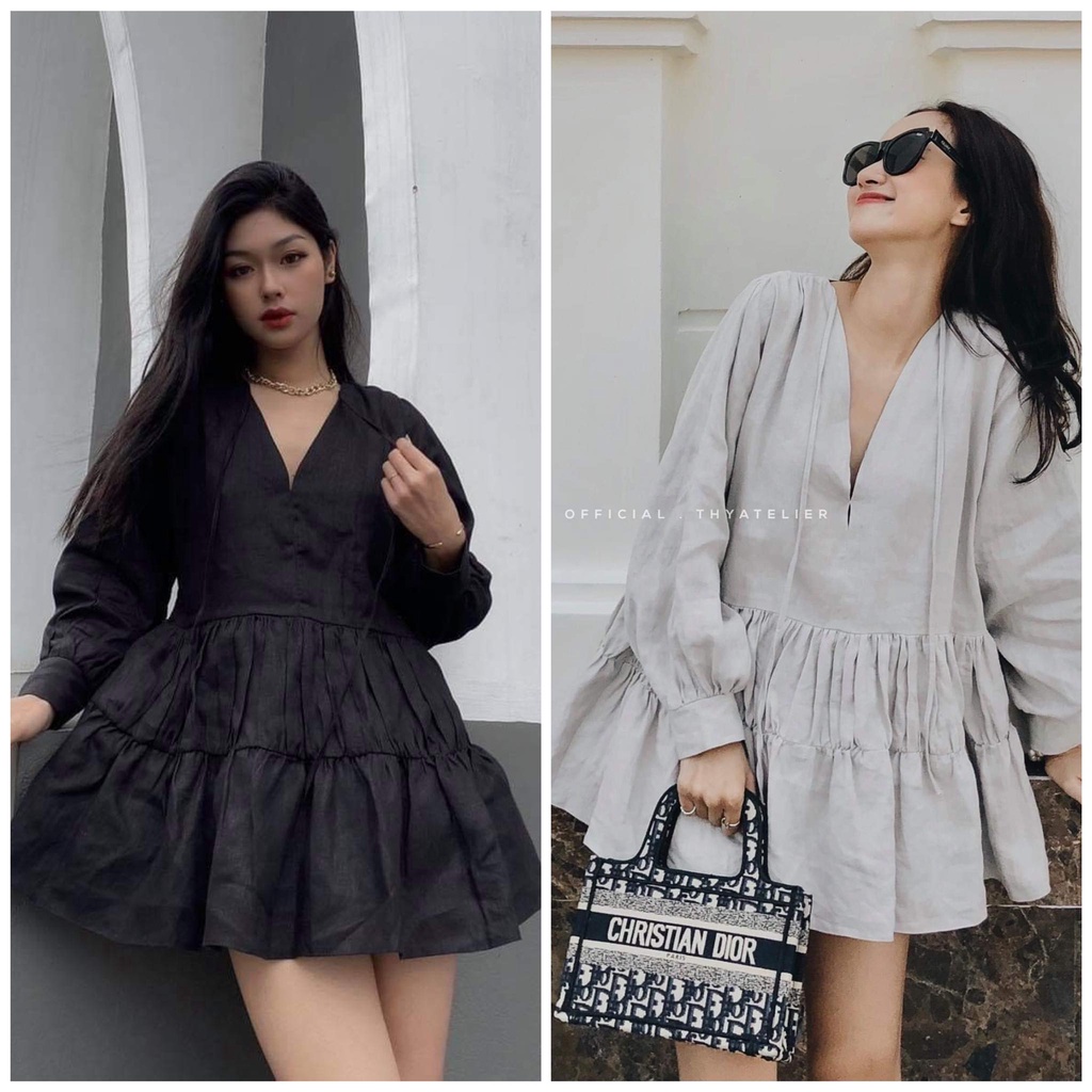 ĐẦM XÒE TẦNG TAY DÀI 2 MÀU SIÊU XINH - FREE MINI DRESS