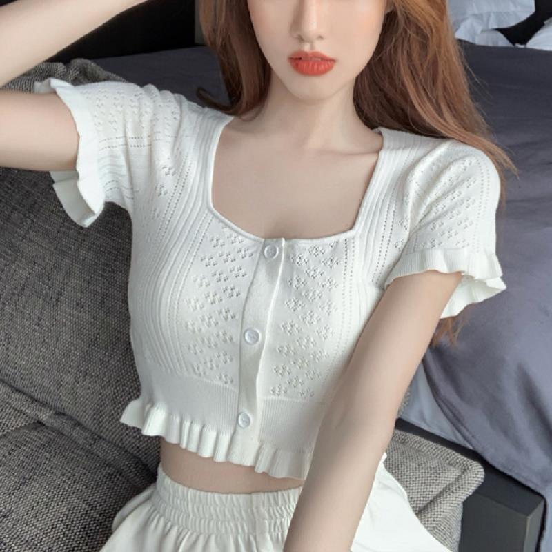 Áo Lửng Ngắn Tay Phong Cách Trẻ Trung Quyến Rũ Dành Cho Nữ