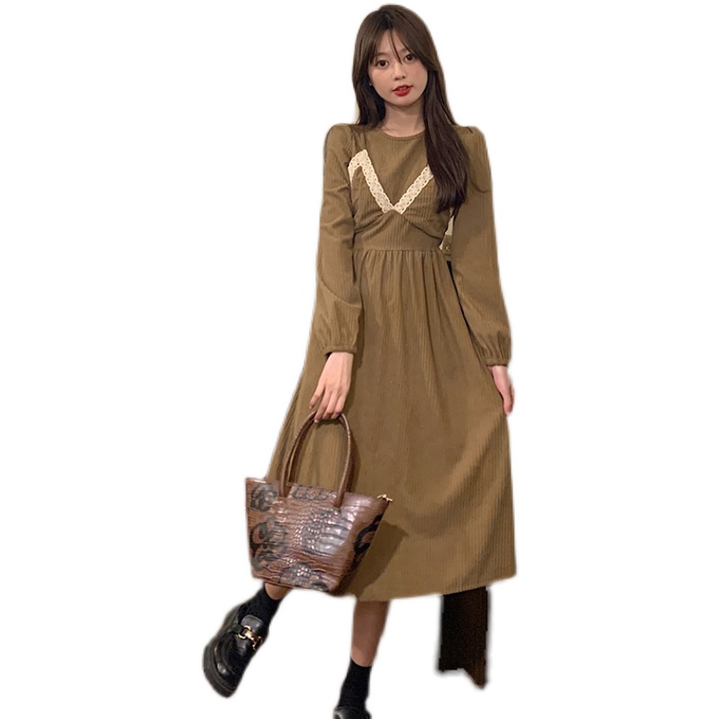 Đầm Nhung Cổ Chữ V Dáng Ôm Thời Trang Retro Xinh Xắn Cho Nữ