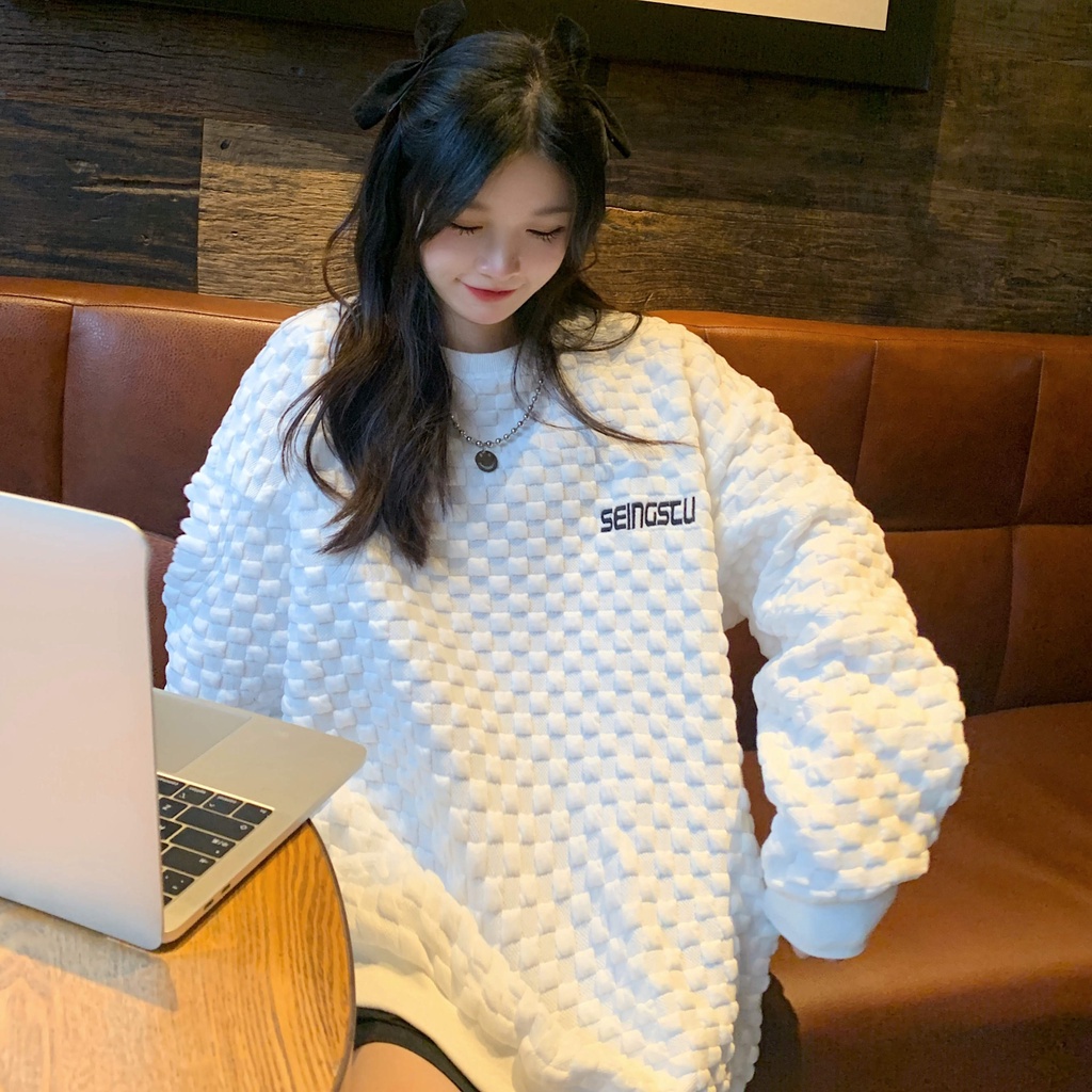 Áo Sweater Mỏng Tay Dài Cổ Tròn Dáng Rộng Phong Cách Hàn Quốc Dành Cho Nữ | BigBuy360 - bigbuy360.vn