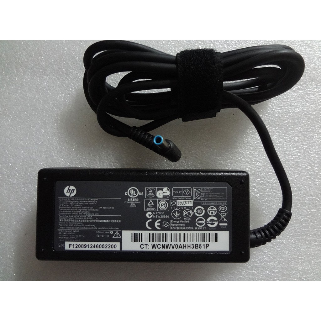 Hàng Zin, Sac Laptop Hp 19.5v - 3.33A, 65W, Đầu Kim Xanh, Original