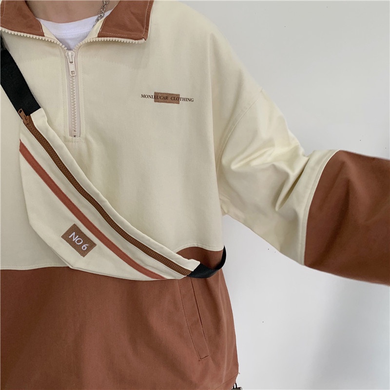 【ZHELIHANGFEI】Áo Thun POLO Tay Dài Dáng Rộng Bằng Cotton Nguyên Chất Phong Cách Preppy