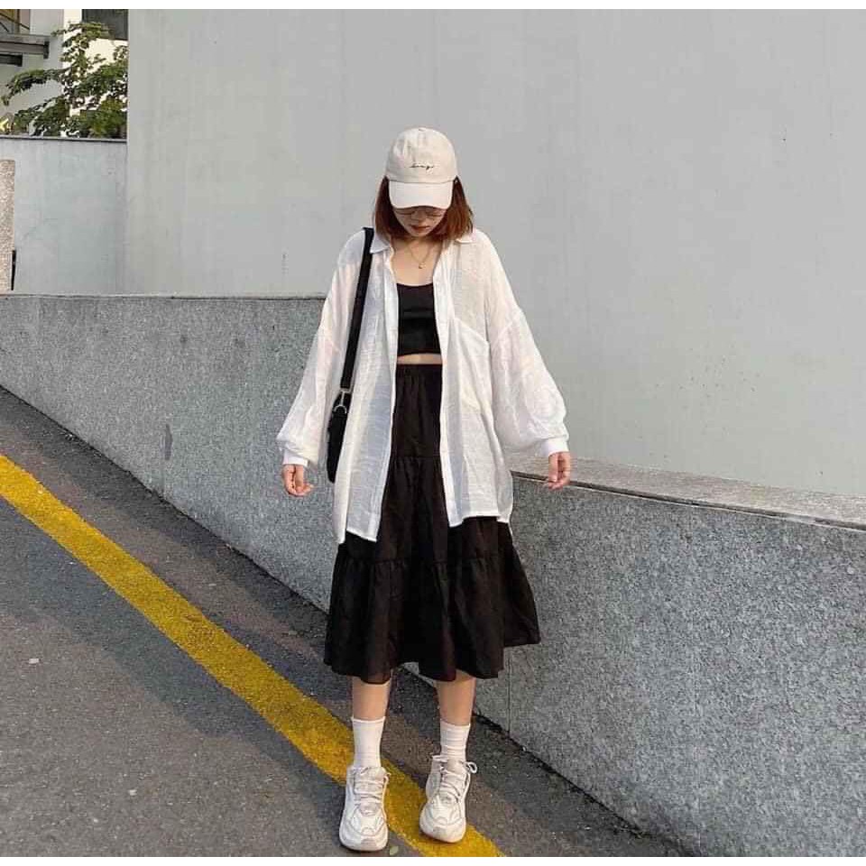 [VV12] Chân váy von nữ xòe 3 tầng vintage trắng đen | BigBuy360 - bigbuy360.vn