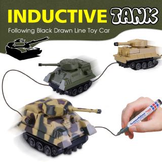 Mini Inductive Tank Running Along the Line Drawn by Pen Induction Car Toys for Kids Children