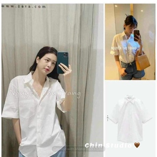 Áo sơ mi trắng quốc dân tay cộc túi hộp đẹp