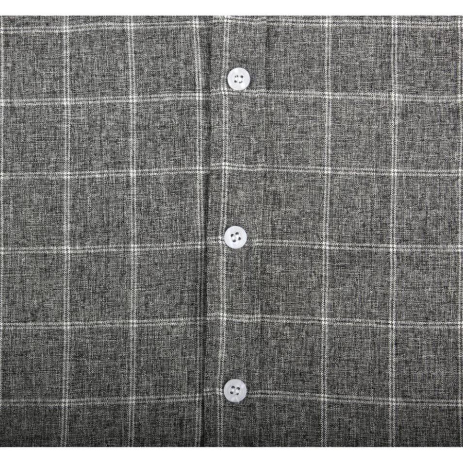 Áo sơ mi đũi nam kẻ sọc caro cao cấp phối họa tiết thời trang Hàn Quốc form slimfit ôm dáng mặc công sở đẹp chất vải đũi | BigBuy360 - bigbuy360.vn