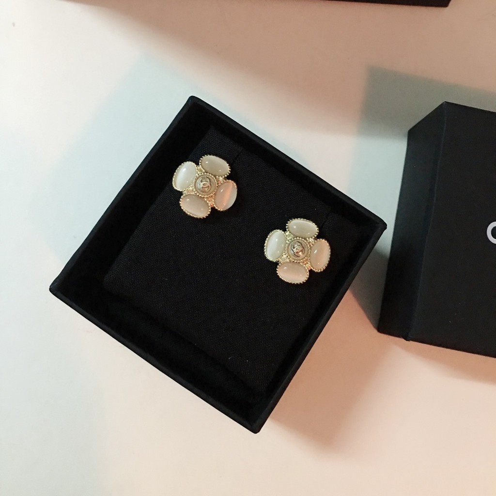 Bông tai đính đá opal thiết kế sang trọng thời trang cho nữ