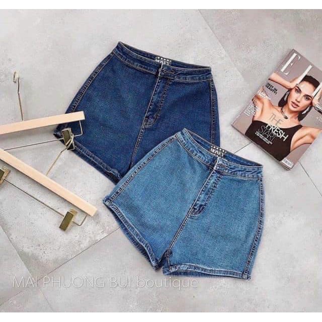 Quần sooc jeans trơn cạp cao 2 màu mã 506 ( ảnh thật kèm video )