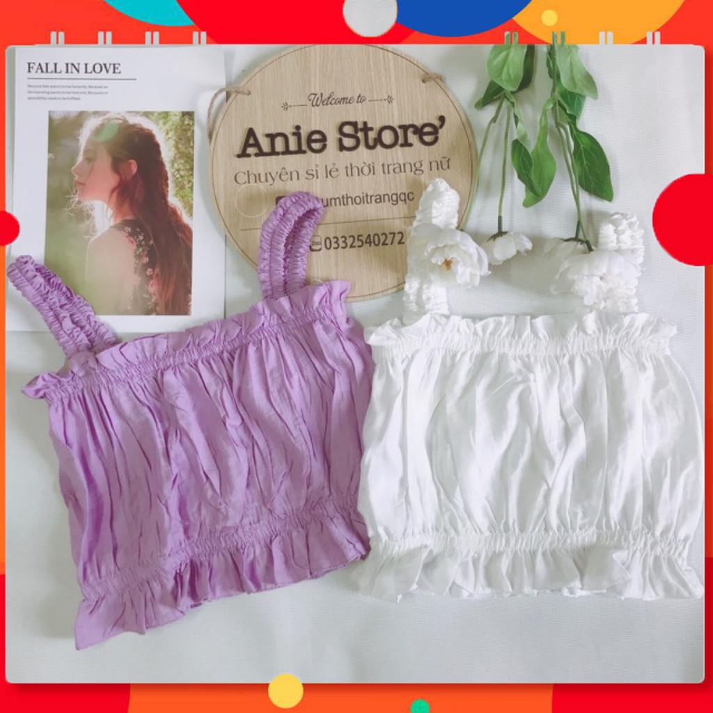 Áo Croptop 2 Dây Đũi 🦋 Áo Dây Thun Nữ Viền Bèo 2 Màu 41 | BigBuy360 - bigbuy360.vn