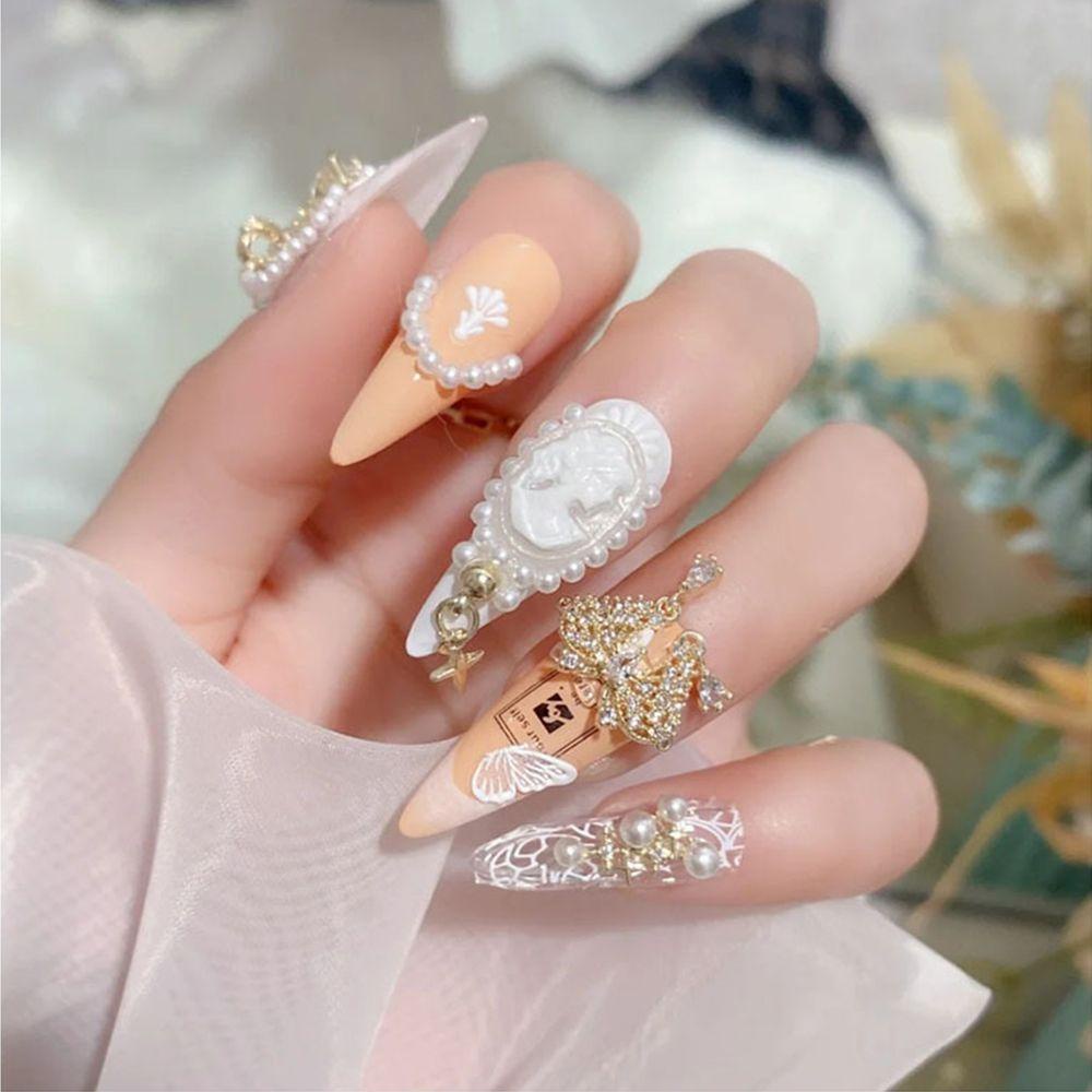 Bruce Mặt Dây Chuyền Hợp Kim Hình Nơ / Trái Tim Lấp Lánh Trang Trí Móng Tay diy