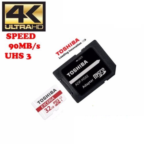 Thẻ nhớ MicroSDXC Toshiba Exceria M302 32GB U3 4K 90MB/s kèm Adapter (Đỏ)