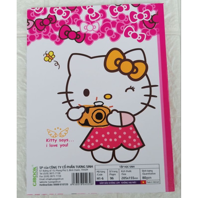 Tập Học Sinh, Tập Sinh Viên Hình Hello kitty GIBOOK ⚡ CỰC HOT ⚡ Vở ghi ôli và kẻ ngang phù hợp cho học sinh, sinh viên