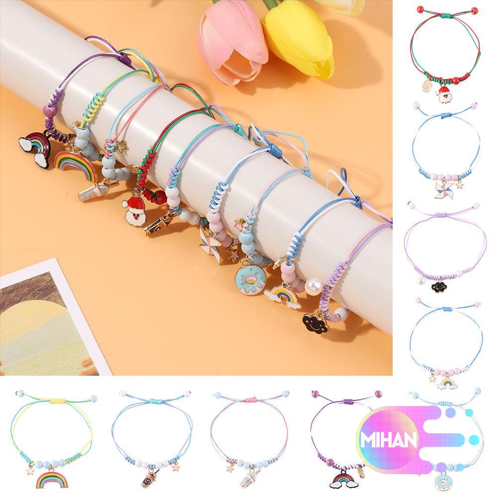 Vòng đeo tay dệt thủ công phối mặt hoạt hình dễ thương thời trang cho nữ