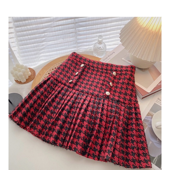 Chân váy tweed dáng xoè hoạ tiết răng cưa siêu hot