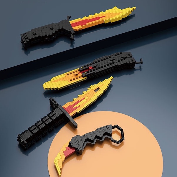 Đồ Chơi Lắp Ráp Mô Hình Knife CSGO Butterfly / M9 bayonet / Karambit / Flip / Bowie / Marble Fade Với 170+ PCS