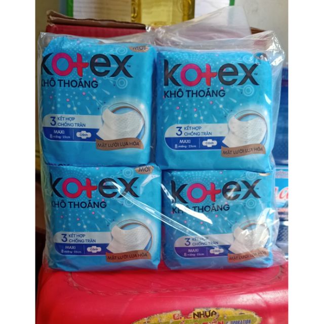 Lốc 8 gói KOTEX KHÔ THOÁNG DÀY CÁNH MẪU MỚI