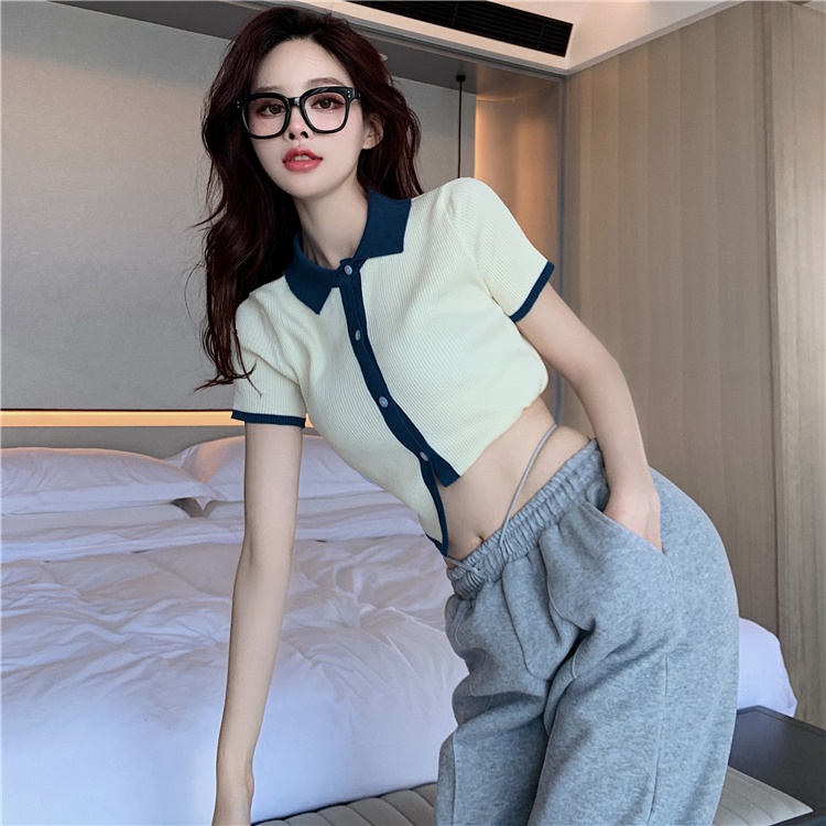 Áo thun tay ngắn cổ polo vải lụa lạnh phong cách trẻ trung dành cho nữ