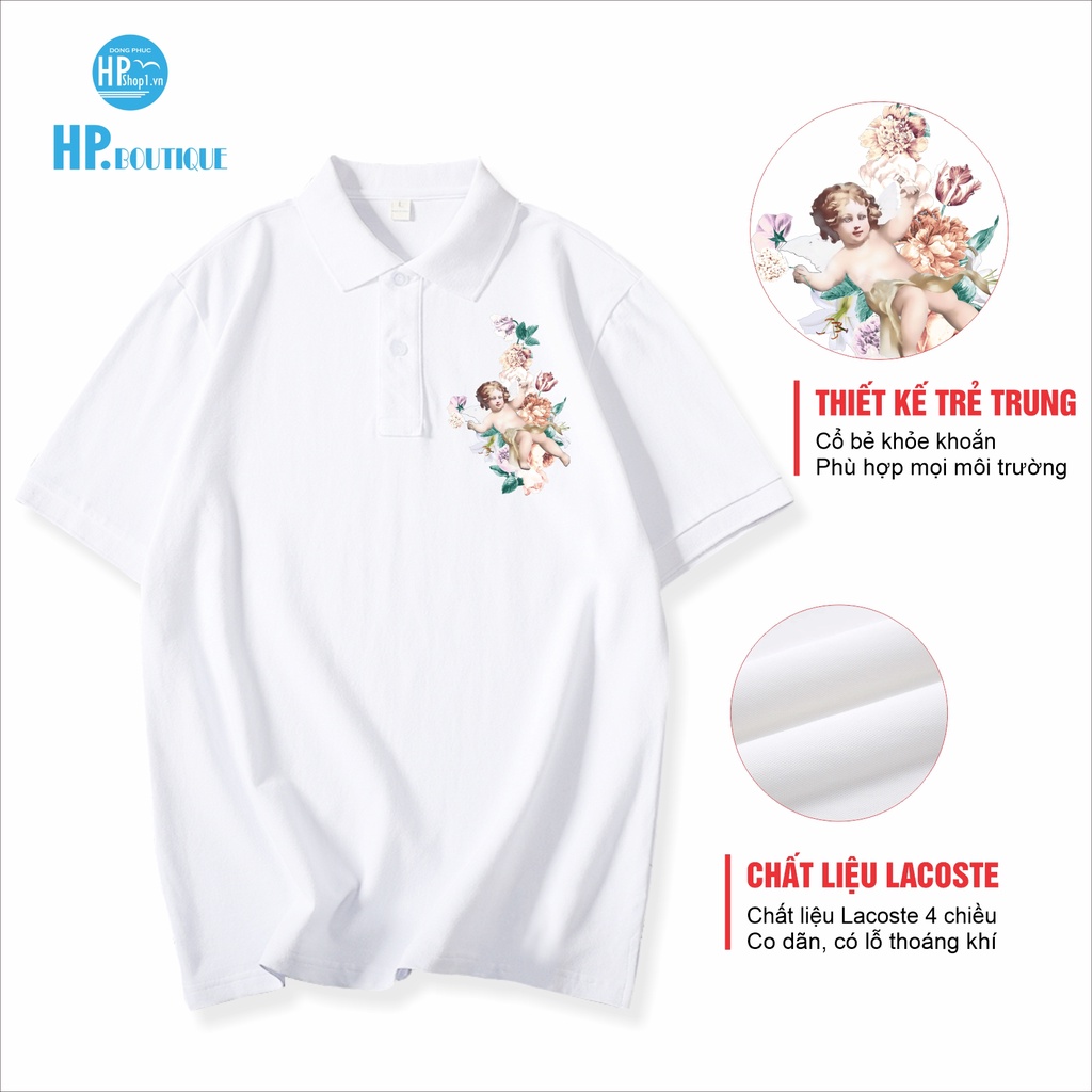 Áo POLO nam HP Boutique vải trơn chất vải cá sấu Cotton, chuẩn form hoạ tiết trước ngực hình Thần lịch sự đẳng cấp