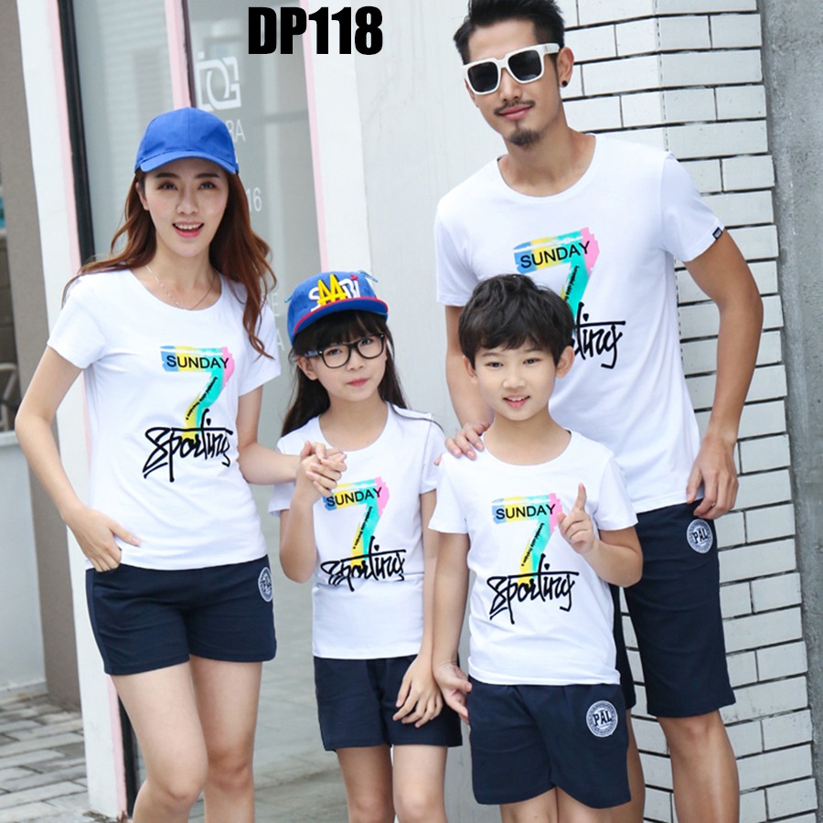 Áo gia đình, áo thun gia đình đồng phục Taiga chất cotton in hình cực kute mã dp118