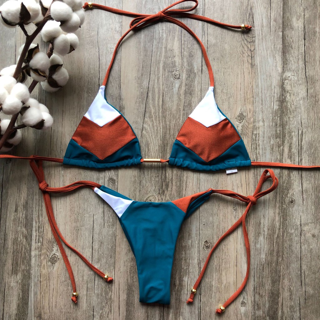 [BKN1326] &lt;ÂU&gt; SET BIKINI MIX MÀU HỒNG/XANH QUẦN THONG/LỌT KHE