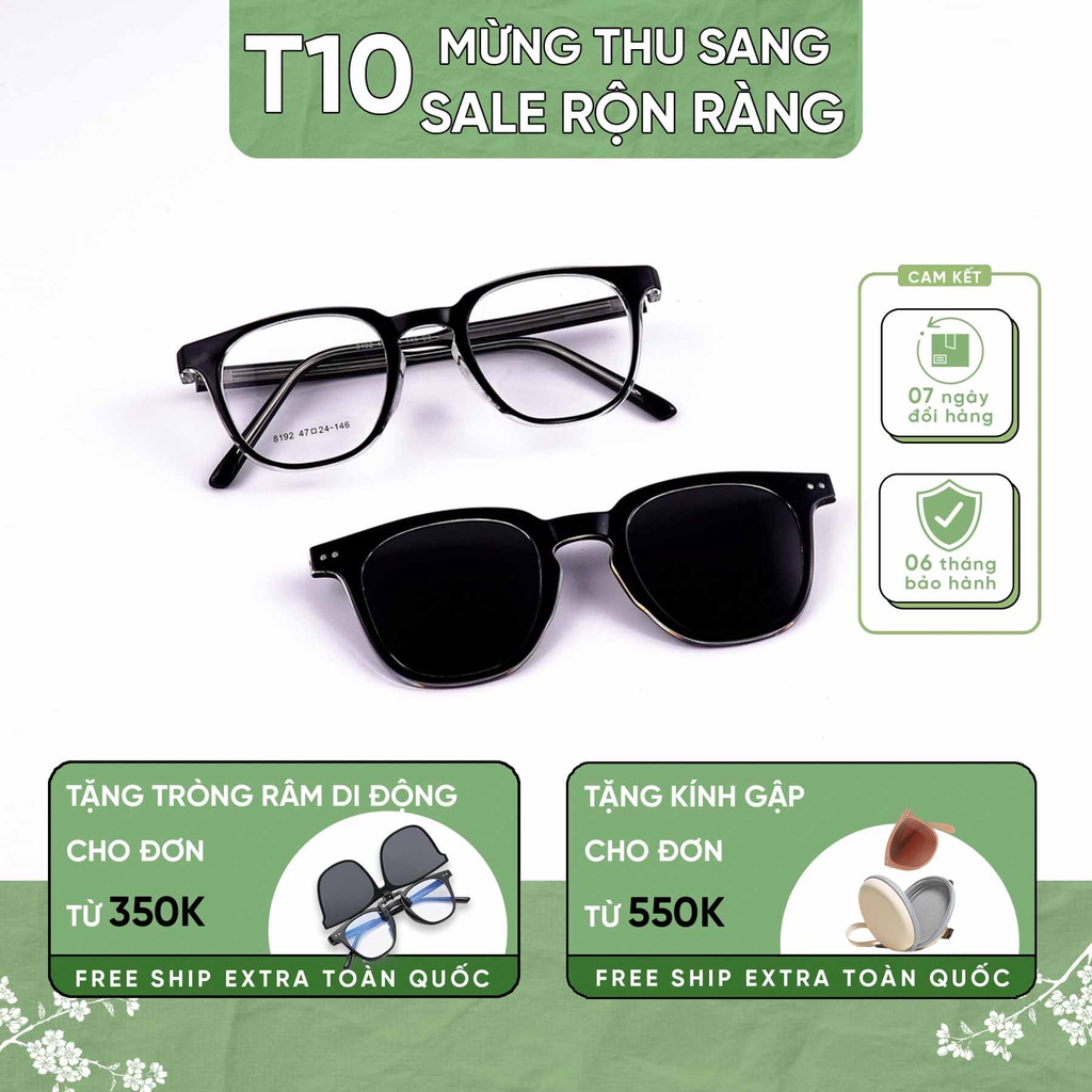 Gọng kính cận râm 2in1 thời trang nam nữ thiết kế cá tính chống tia UV đa năng Lumos NC-8192