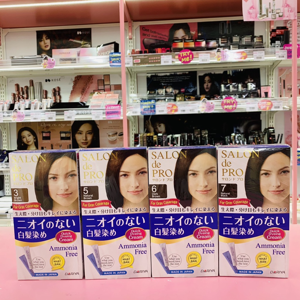 Thuốc Nhuộm Tóc Phủ Bạc không mùi Dariya Salon de Pro Quick Dyeing Cream 100% Japan